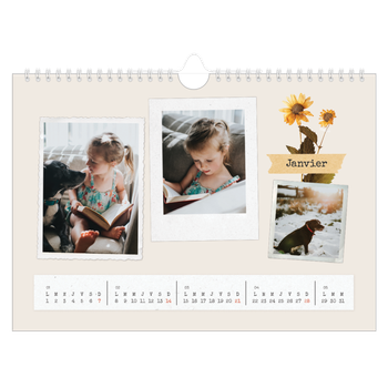 Calendrier photo A4 — Scrapbook vintage