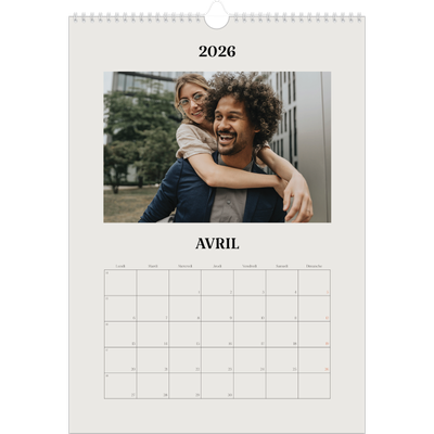 A3 Calendrier annuel — Ivoire simple [Avril]