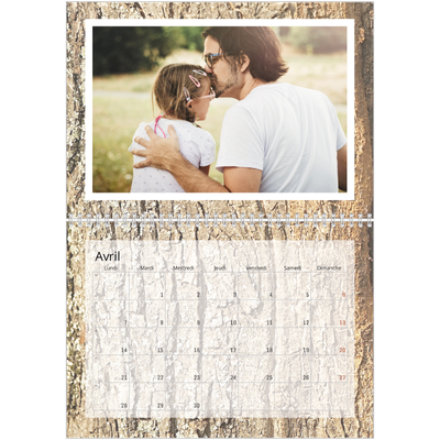Calendrier photo A4 double (30 x 40 cm) — Bois à l'état pur [Avril]