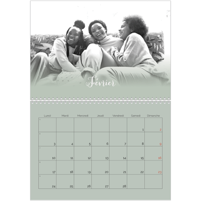 Calendrier photo A4 double (30 x 40 cm) — Fondu argile [Février]