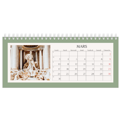Calendrier de bureau — Couleurs classiques [Mars]