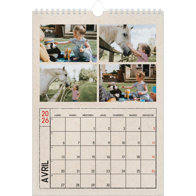 Calendrier photo A4 (20 x 30 cm) — Craft effet tampon [Avril]