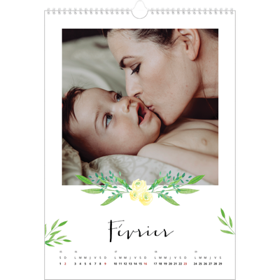 A3 Calendrier annuel — Ornements aquarelle [Février]