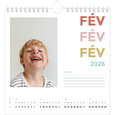 Calendriers annuels carré — Lettrage coloré [Février]