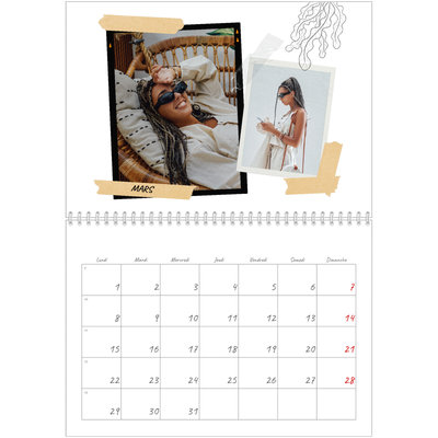 Calendrier photo A4 double (30 x 40 cm) — Esprit scrapbook [Mars]