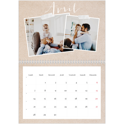 Calendrier photo A4 double (30 x 40 cm) — Calendrier-album [Avril]