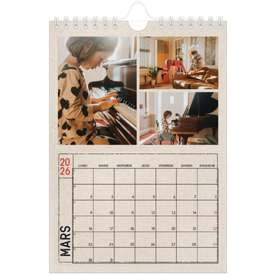 Calendrier photo A5 — Craft effet tampon [Mars]