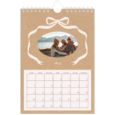 Calendrier photo A5 — Kraft et nœud [Avril]