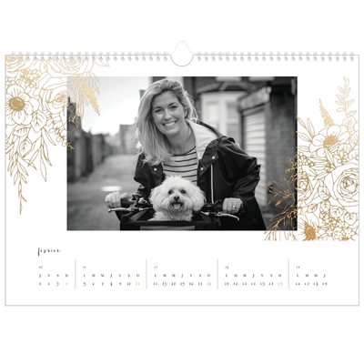 Calendrier photo A3 — Gouden bloemenversiering [Février]