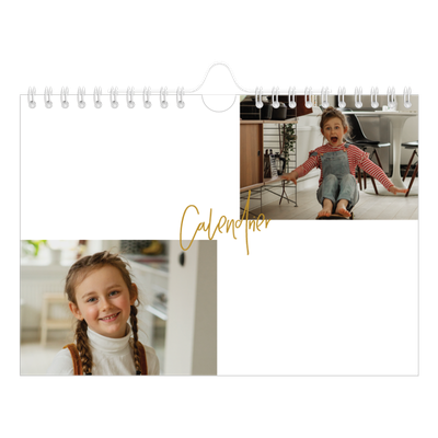 Calendrier photo A5 — Calligraphie dorée [couverture]