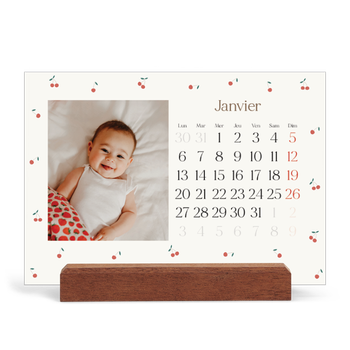 Calendrier de bureau support bois - paysage — Cerise sur le bonheur
