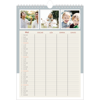 Calendrier familial A4 — Agenda palette naturelle - Famille de 4 [couverture]