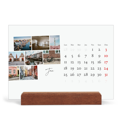 Calendrier de bureau support bois - paysage   — Escapade citadine [Janvier]