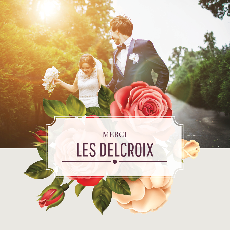 Carte de remerciement — Roses anciennes