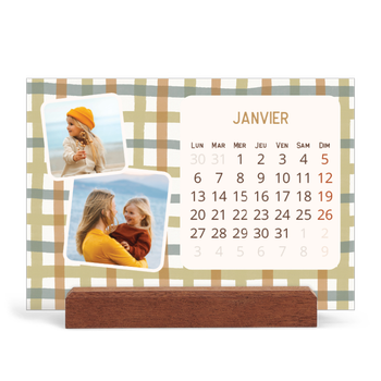 Calendrier de bureau support bois - paysage — Motifs rétros