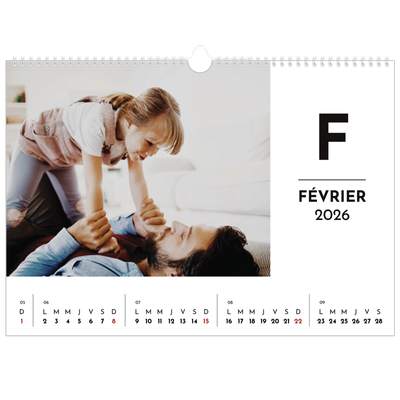 Calendrier photo A3 — Projecteur sur les lettres [Février]