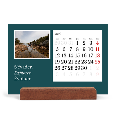 Calendrier de bureau support bois - paysage   — Terre éditoriale [Avril]