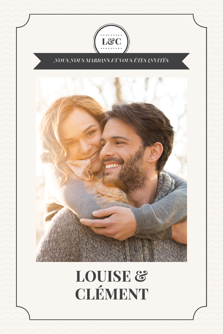 Cartons d'invitation — Tampon d'initiales