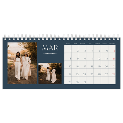 Calendrier de bureau — Ardoise et sérifs [Mars]