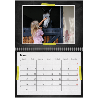 Calendrier photo A4 double (30 x 40 cm) — Scrapbooking [Mars]