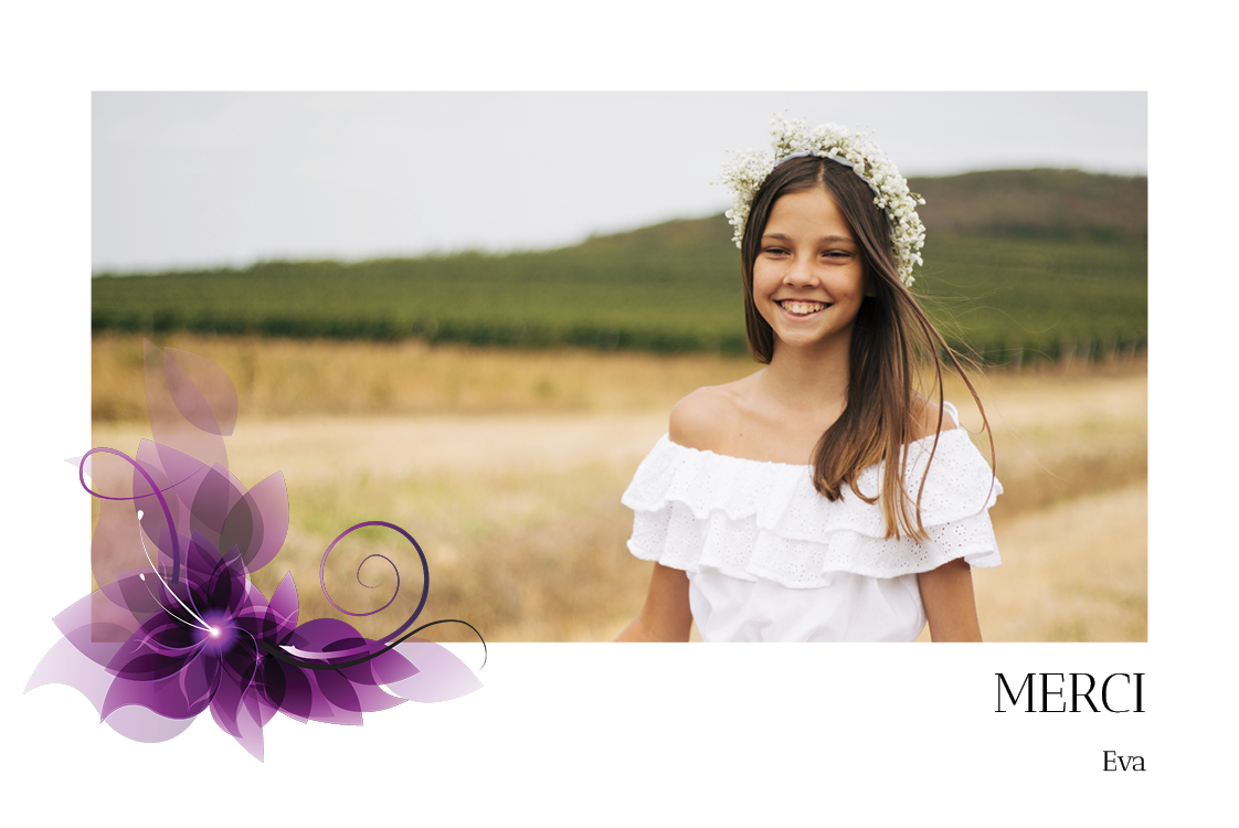 Carte de remerciement — Fleur violette