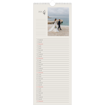 Calendrier mural long  — Initiales fleuries [Janvier]