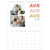A3 Calendrier annuel — Lettrage coloré [Avril]