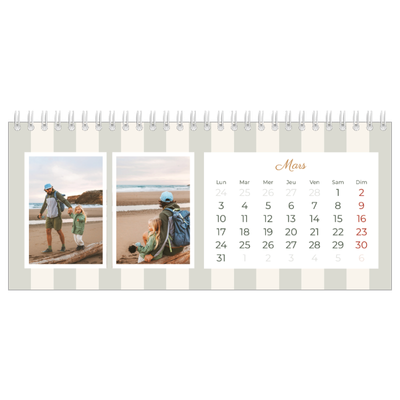 Calendrier de bureau — Lettrages et rayures [Mars]