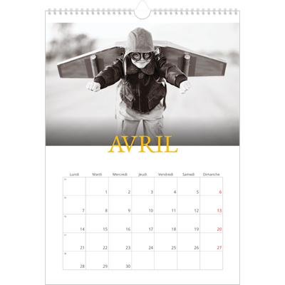 A3 Calendrier annuel — Style héritage [Avril]