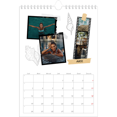 Calendrier photo A4 (20 x 30 cm) — Esprit scrapbook [Avril]