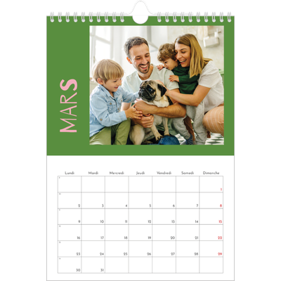 Calendrier photo A4 (20 x 30 cm) — Tout en couleurs [Mars]