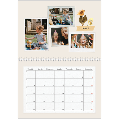 Calendrier photo A4 double (30 x 40 cm) — Scrapbook vintage [Mars]