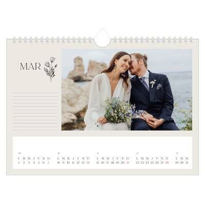 Calendrier photo A4 — Initiales fleuries [Mars]