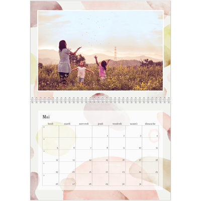 Calendrier photo A4 double (30 x 40 cm) — Pluie d'aquarelle [couverture]