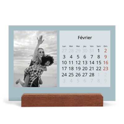 Calendrier de bureau support bois - paysage   — Neo Scandi [Février]
