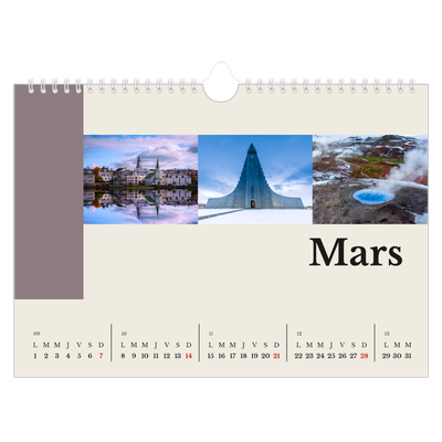 Calendrier photo A4 — Vues du monde [Mars]