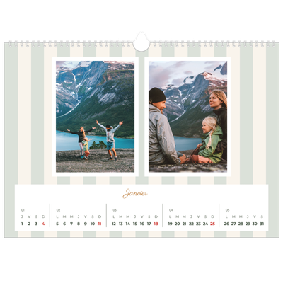 Calendrier photo A3 — Lettrages et rayures [Janvier]