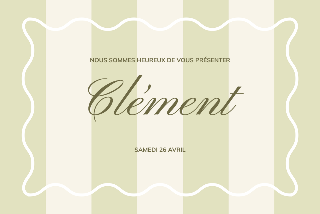 Cartons d'invitation — Pastel en rayure olive