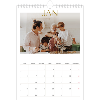 Calendrier photo A4 — Large texte Doré