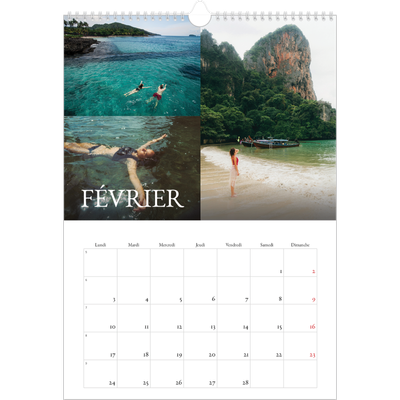 A3 Calendrier annuel — Superposition classique [Février]