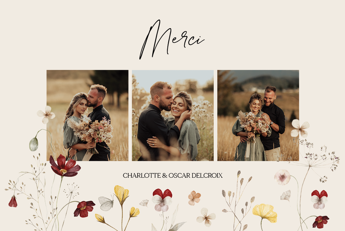 Carte de remerciement — Des noces naturelles