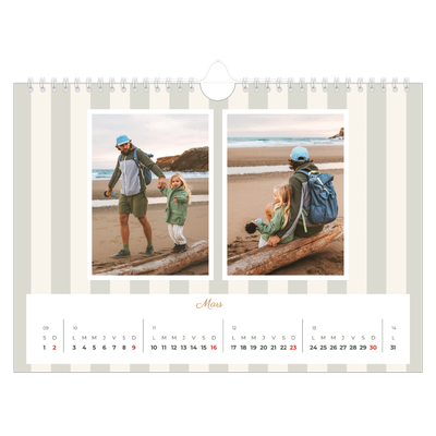 Calendrier photo A4 — Lettrages et rayures [Mars]