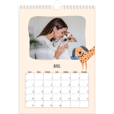 Calendrier photo A4 (20 x 30 cm) — Pattes de chien et gribouillis [Avril]