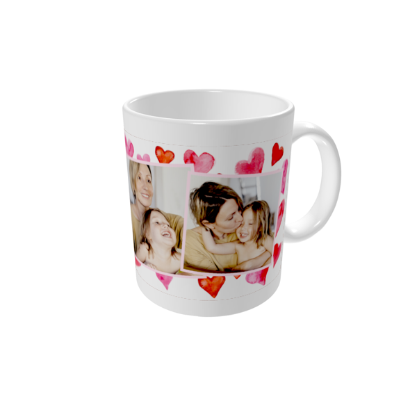 Mug personnalisé — Cœurs d'aquarelle