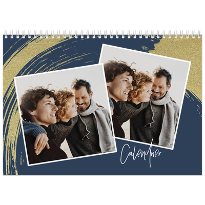 Calendrier photo A4 double (30 x 40 cm) — Coup de pinceau doré [couverture]