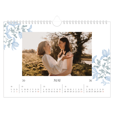Calendrier photo A4 — Romance en bleu et blanc [couverture]