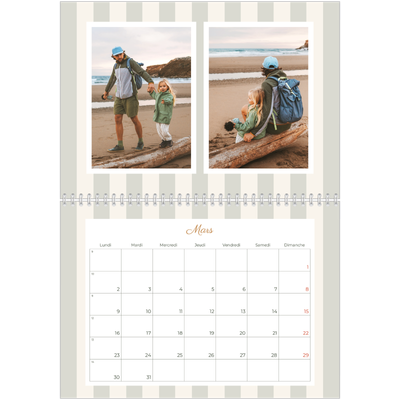 Calendrier photo A4 double (30 x 40 cm) — Lettrages et rayures [Mars]