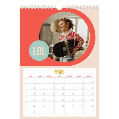 Calendrier photo A4 (20 x 30 cm) — Fun et moderne [Mars]