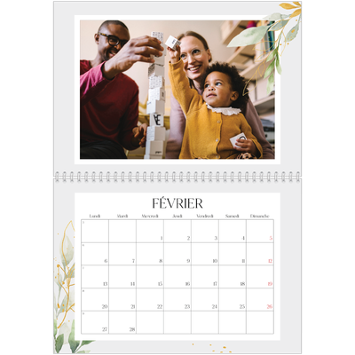 Calendrier photo A4 double (30 x 40 cm) — Éclaboussure florale [Février]