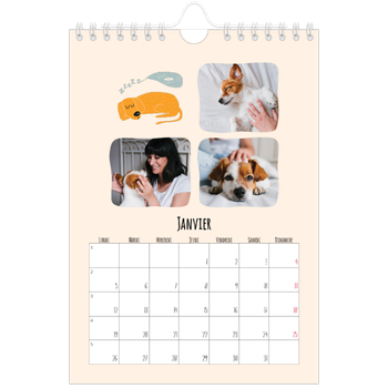 Calendrier photo A5 — Pattes de chien et gribouillis